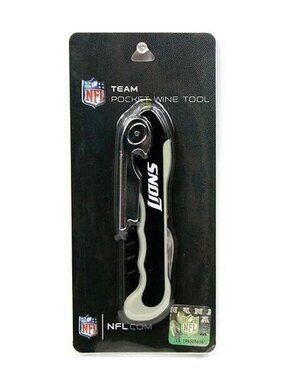 Detroit Lions Pocket Wine Bottle Opener Bar Tool Corkscrew NFL Merch